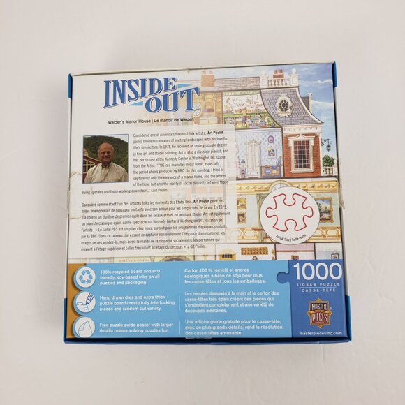Master Pieces 1000pc Waldens Manor House 26x19 Inside Out Pre-Owned - Picture 3 of 13